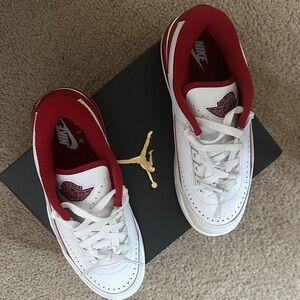 Nike Kids White and Red Sneakers Jordan